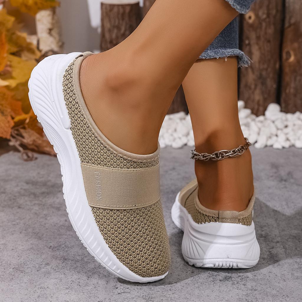 Women's Spring Summer Breathable Mule Shoes, Casual Slip On Half Drag Flat Daily Shoes
