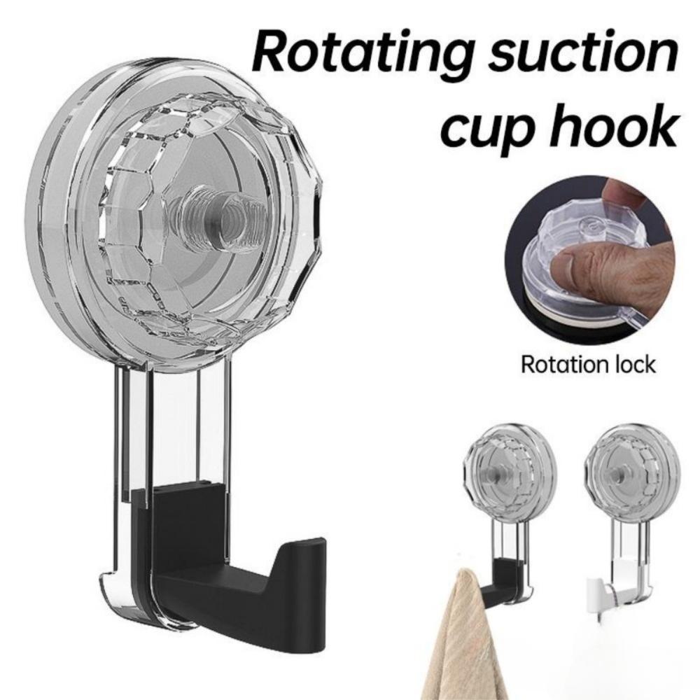 

Removable Keys Clothes Hooks Household Rotating Towel Hook Suction Cup Hooks For Kitchen Bathroom чорний