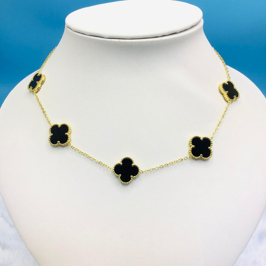 Titanium Steel 15Mm Clover 18K Five Flower Necklace Double Sided Lucky Four Leaf Clover Side Slotted Necklace