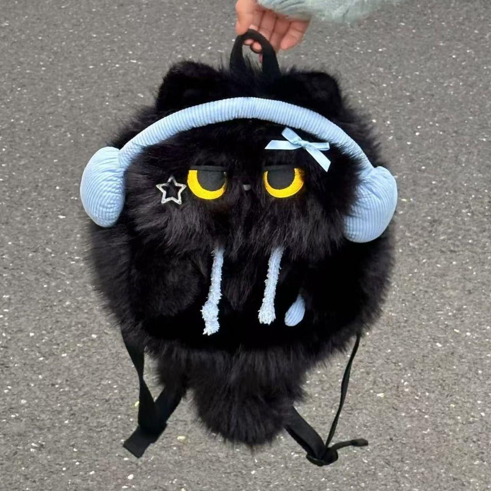 Cute Siamese Cat Plush Backpack Kawaii Student School Bag Simulation Animal Shoulder Bag  Shopping