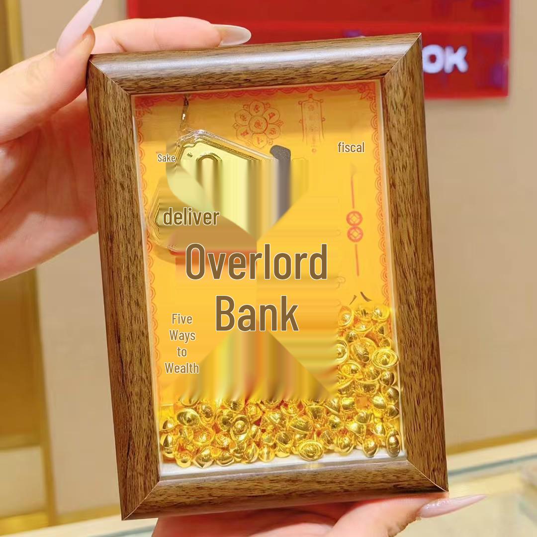 

999 Pure Gold Wealth Photo Frame Ornament - Attracts Daily Income & Treasure, Perfect for Living Room Display or New Year Gift.