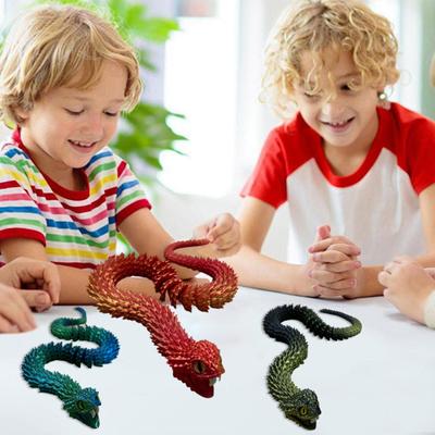 3D-gedrucktes Schlangenspielzeug, bewegliche Schlange mit zu öffnendem Maul und einziehbaren Zähnen, flexibles Zappelschlangenspielzeug für Erwachsene und Kinder
