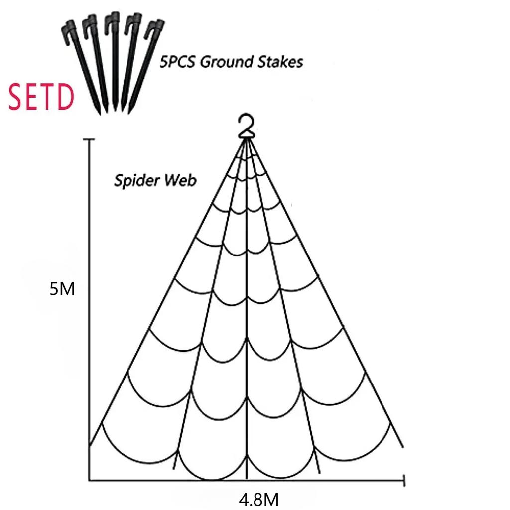 1 Set Halloween Spider Triangulation Simulation Extra Large Plush Spider Web Halloween Indoor and Outdoor Decoration Props