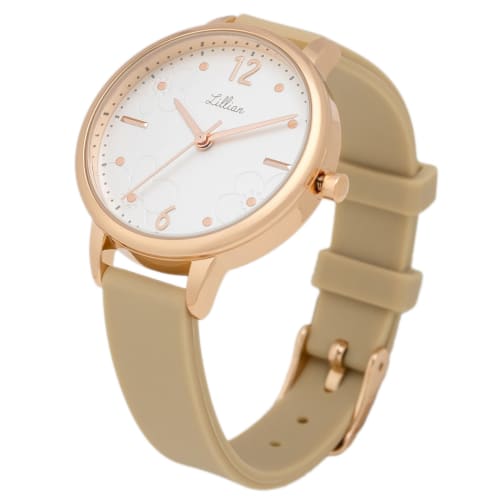 

Fieldwork Women s Analog Watch with Floral Print and Silicone Band, Beige, YM111-2