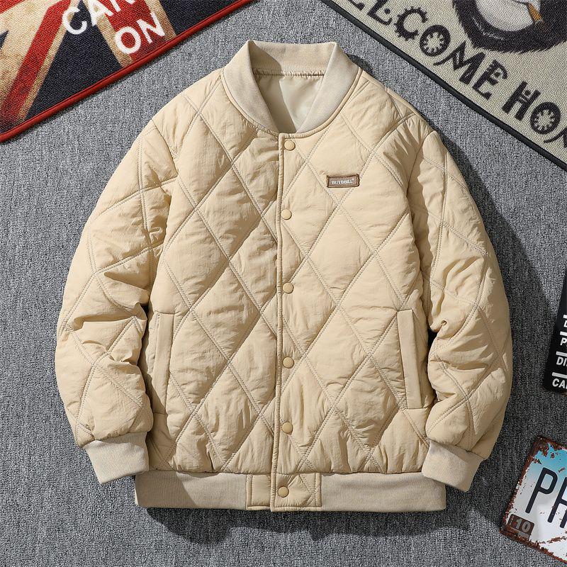 

Men s Retro Diamond-Quilted Fleece-Lined Baseball Jacket XL (120-135 lbs recommended)