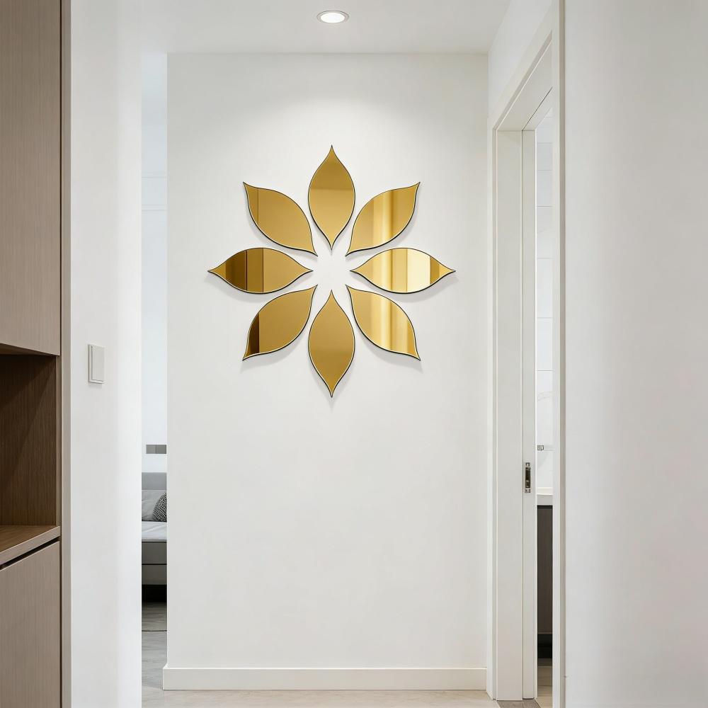 12PCS/24PCS Acrylic Four-Leaf Clover-Shaped Wall-Mounted Mirror | Boho Accents, Golden Artistic Decorative Mirror, Art Ornament