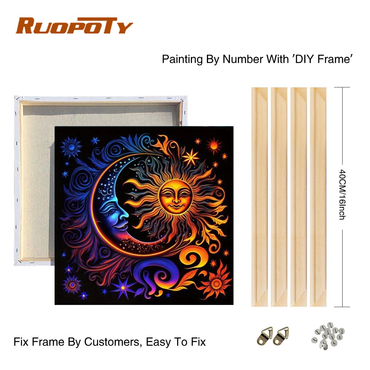 

Рамка для рисования по номерам для взрослых, наборы для рукоделия, абстрактное изображение Луны и Солнца по номерам, наборы для рисования для подарка своими руками 40x40 40x40cm Diy Frame