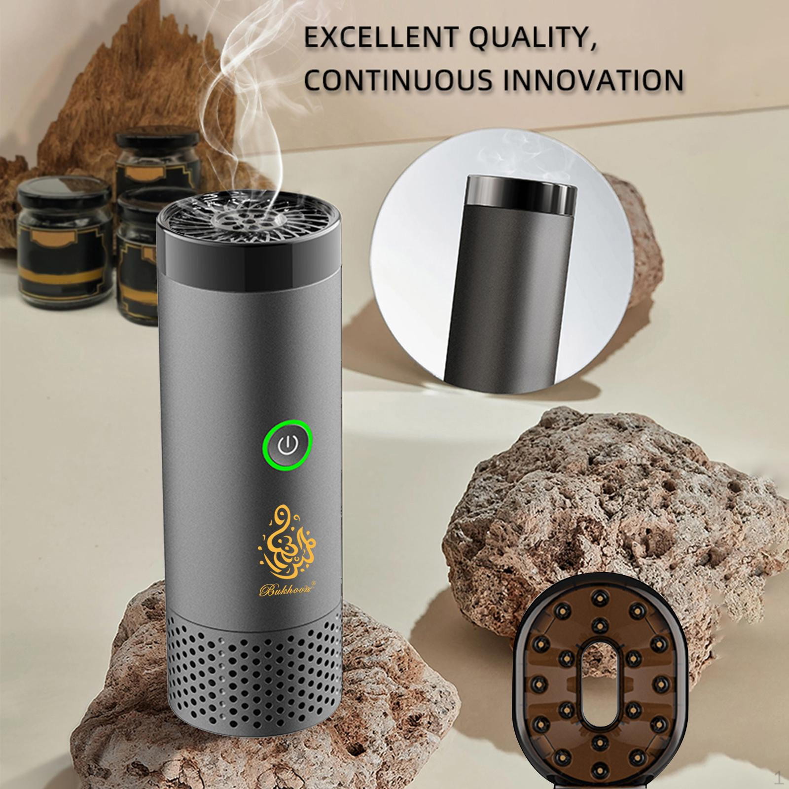 

Compact Electric Incense Holder for Home and Vehicle Use сірий