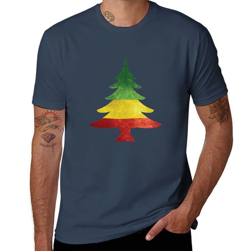 Reggae Christmas Tree Holiday Gifts Tshirt Casual Basic Street Style Tshirt