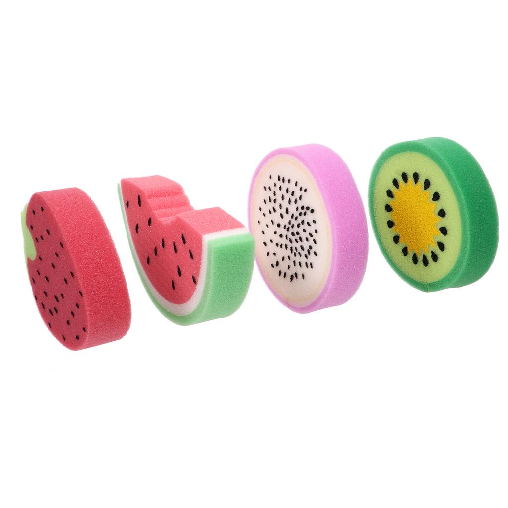 4Pcs Lovely Fruit Shaped Sponges for Bathing Kids Comfortable Lightweight Wash Sponge with Rich Bubbles Shower Sponge for Body