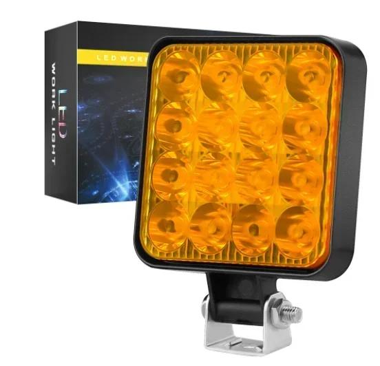 12V-24V Waterproof Led Work Light Bar Square Spotlight 48W Work Light Headlight For Truck Off Road Night Driving Light For SUV