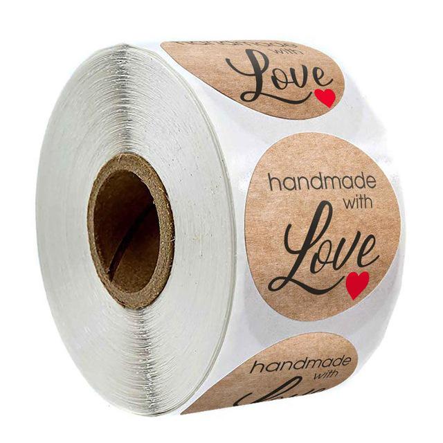 Kraft Paper Handmade Stickers: Self-Adhesive Gift Labels for Cake Box Packaging
