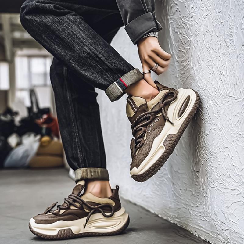 Fashion Platform Vulcanized Sneakers Men Korean Casual Shoes for Men Wear Resistant Street Style Men's Chunky Sneakers Shoes