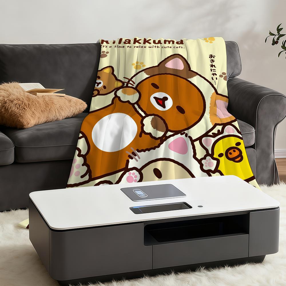 R-Rilakkuma Cute Bear Blanket Soft Warm Furry Throw Super Kids Toys Bed Sofa Car Cradle