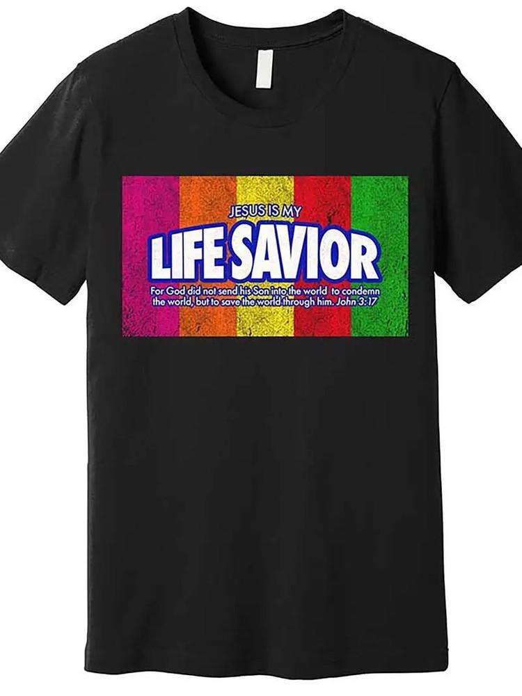 

Men s Jesus Is My Life Savior Graphic T-Shirt - Premium Cotton, Short Sleeve, 4XL