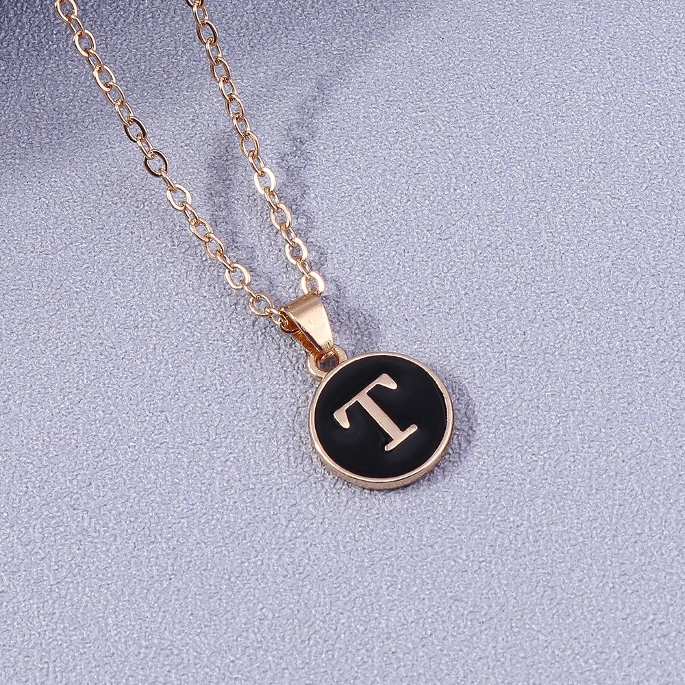 Fashion Enamel Initials Letter Pendant Necklace for Women Girls A-Z Alphabet Name Necklace Birthday Jewelry Gift
