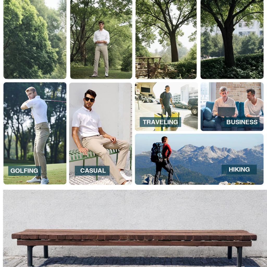 Pánské ležérní elastické slim fit turistické kalhoty, lehké golfové kalhoty