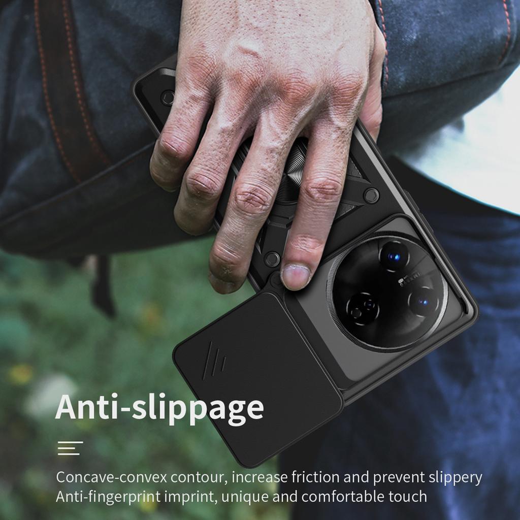 For itel S24 Case with Slide Camera Lid PC+TPU Kickstand Phone Cover