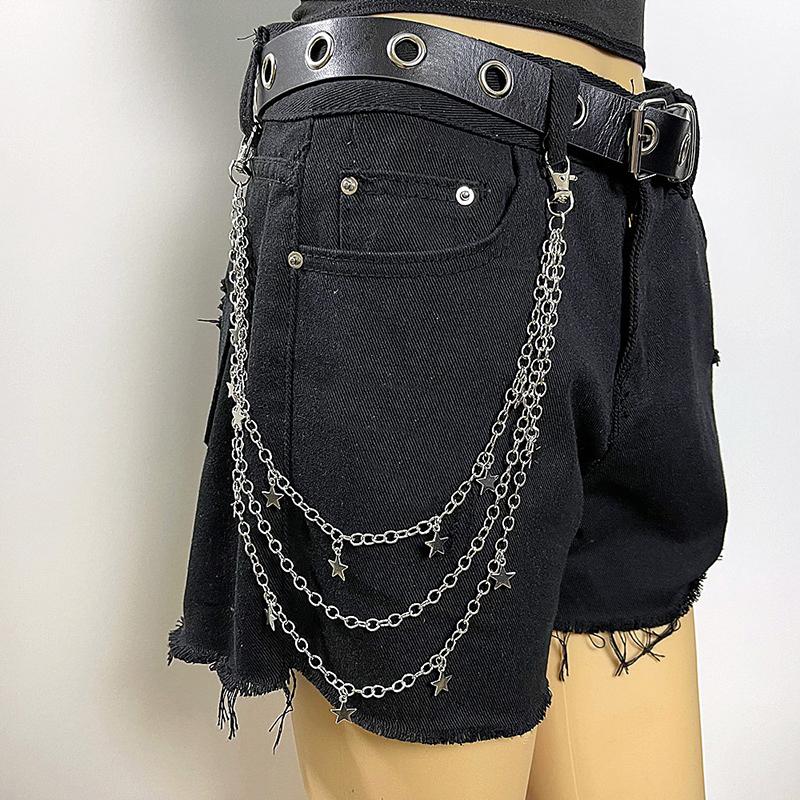 Punk Steet Keychains Chain Women Men Moon Star Rivets Skull Accessories Choice Rock Goth Pants Waist Belt Chain On Jeans Jewerly