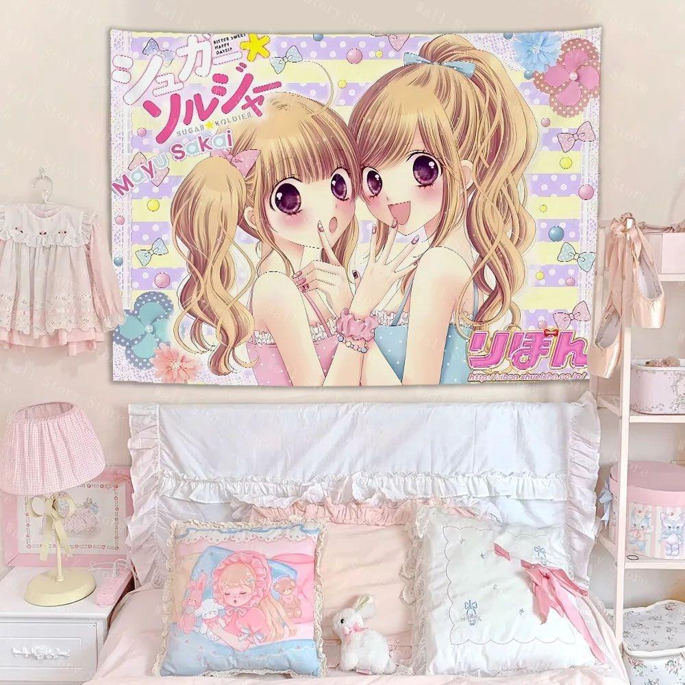 Manga girls heart Japanesestyle cute tapestry atmosphere decoration of the bedroomTapestry Bedside Tapestry Bathroom Tapestry