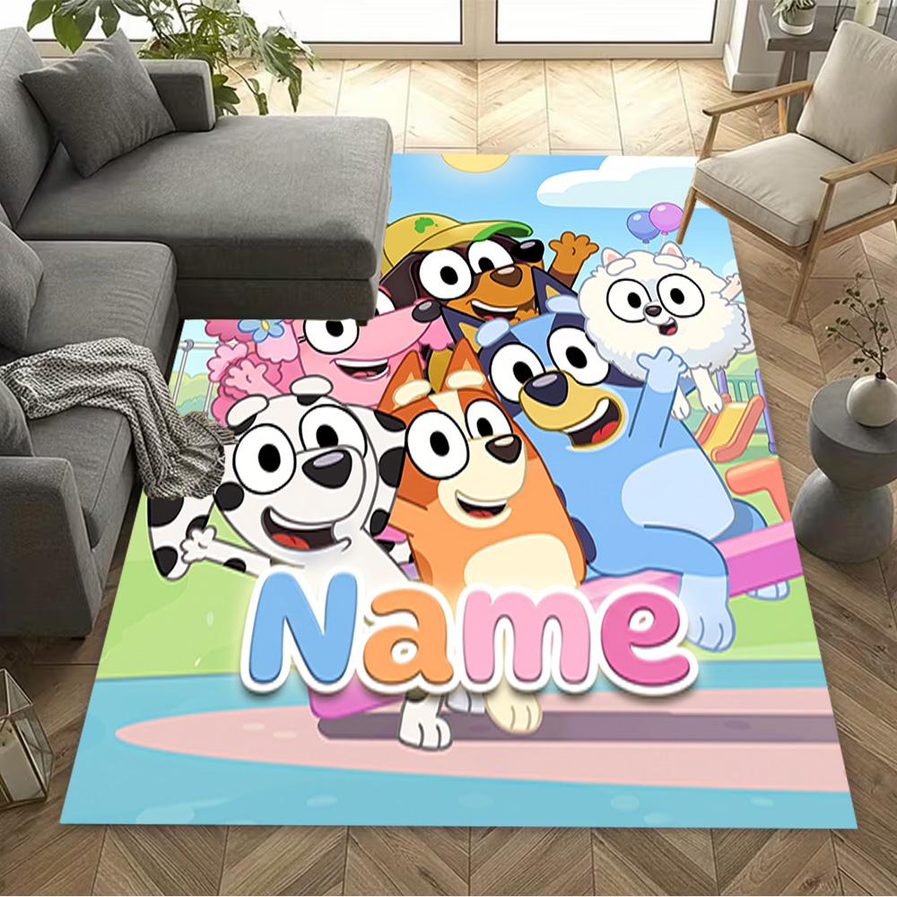 Bluey's Bubble Adventure Customize Your Name Floor Rug Office Rug Perfect for Playrooms Living Rooms Study room Balcony Antislip Carpet