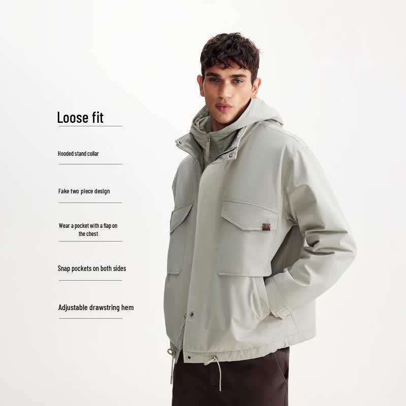 Jack & Jones Men's Loose Fit Stand-Up Collar Padded Jacket