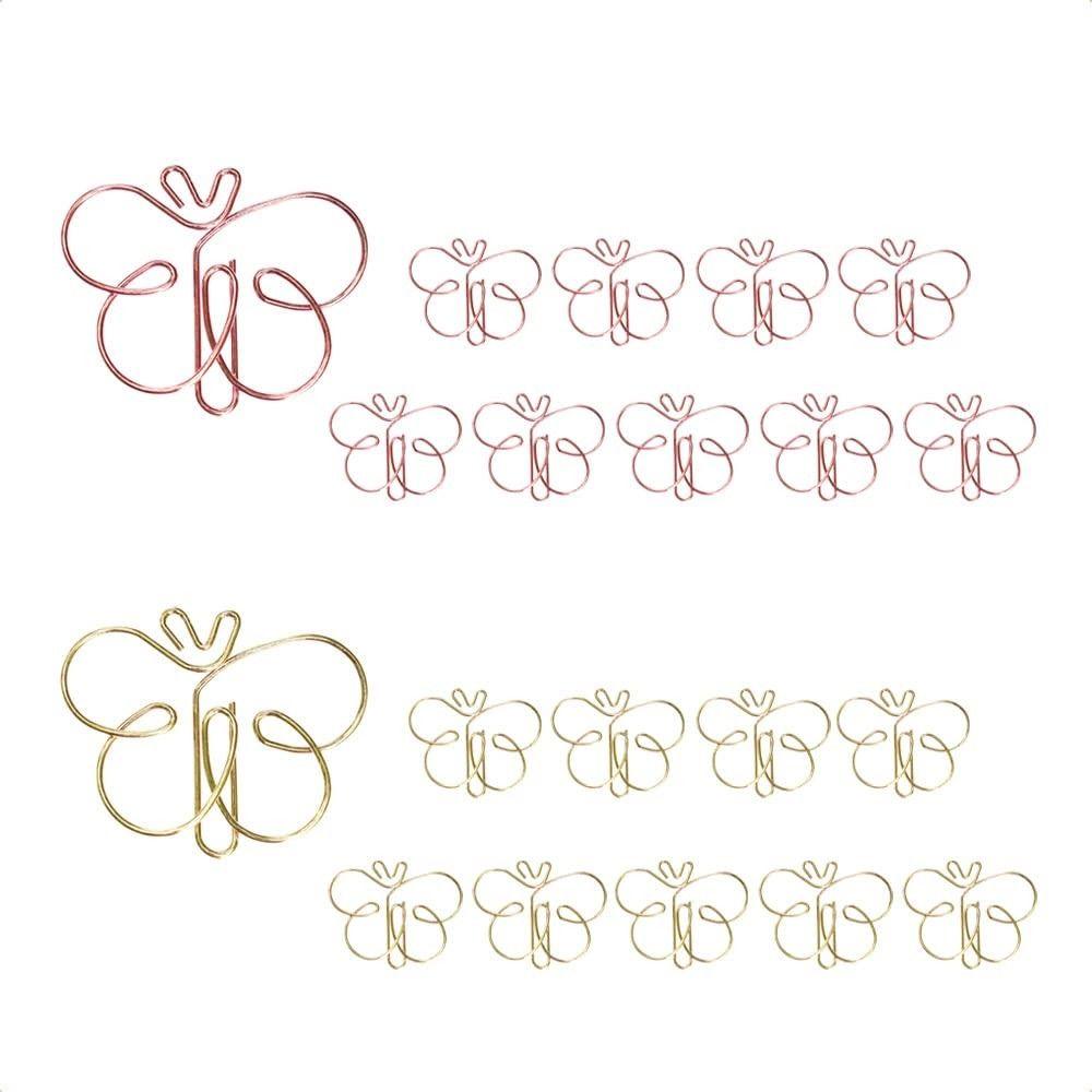 

Закладки из розового золота в форме бабочки, зажимы для переплета, 20 шт., набор зажимов для заметок, офисный набор