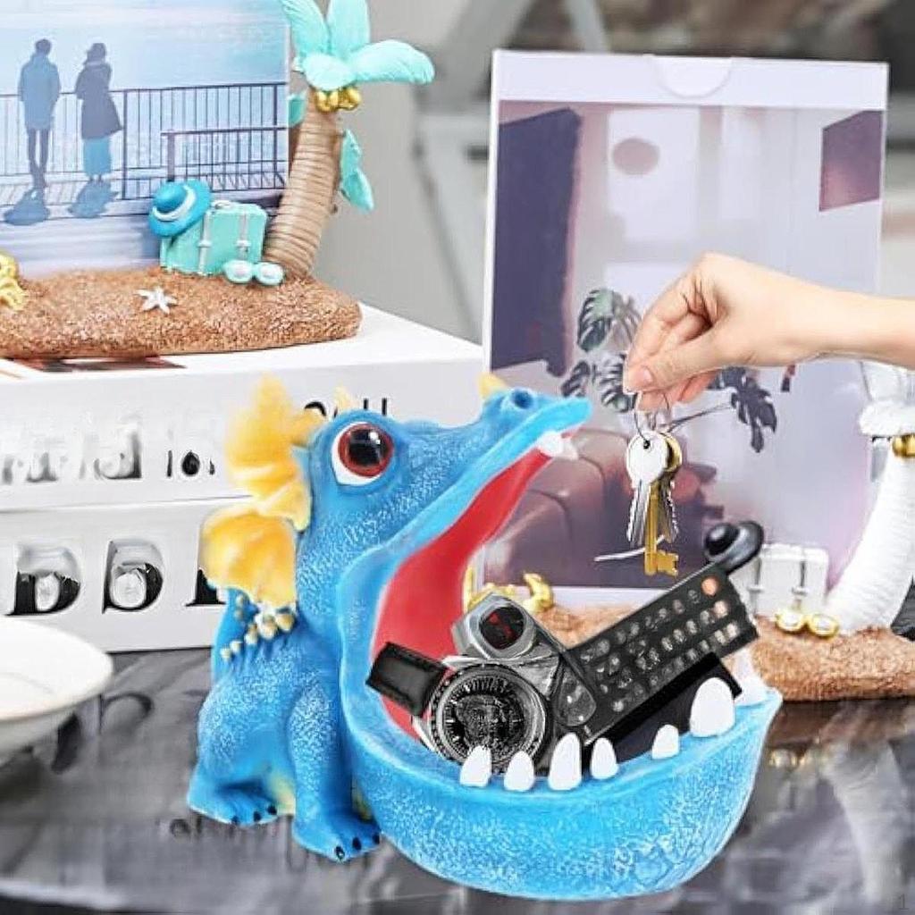 Dinosaur Figurine Key Holder Bowl for Home Entryway Desk Decoration