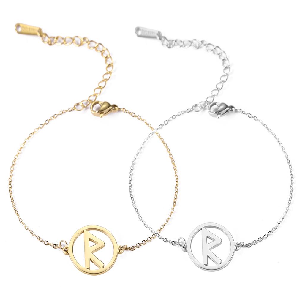 Dawapara Vintage Runes Small Charm Bracelet Stainless Steel Jewelry Norse Ancient Patron Saint Charm Bracelets Silver