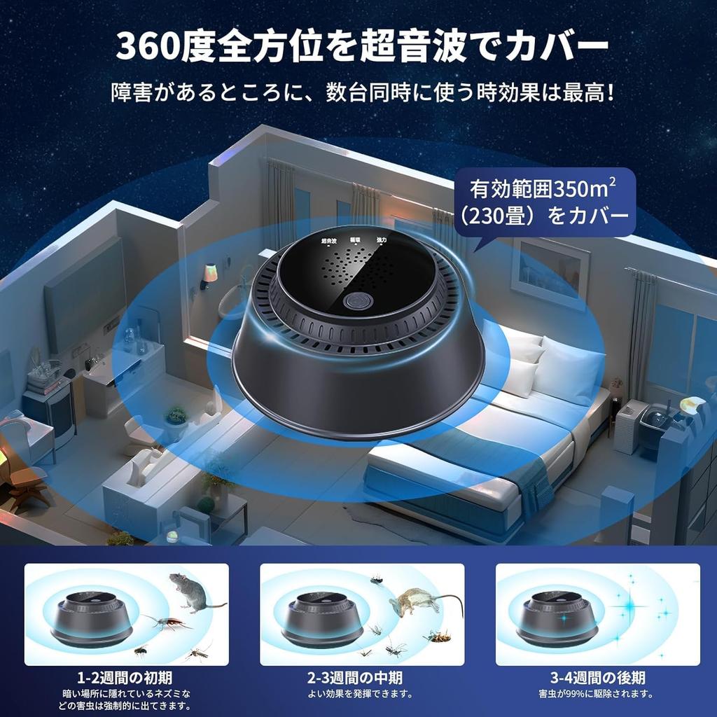 Kraftvolle Ultraschallmaus vertreibt Schädlinge mit unregelmäßiger effektiver Reichweite von 230 Tatami Sicher für Kinder und geeignet für und Lagerhallen Abwehrmittel,