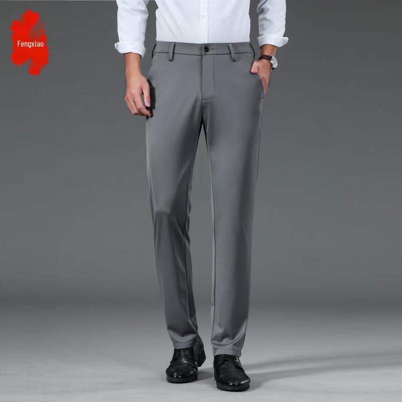 

Men s Slim Straight Elastic Business Casual Trousers 32