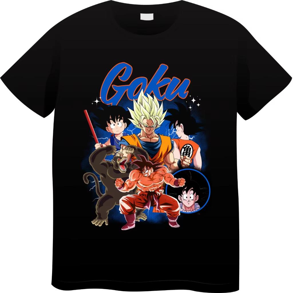 2026 New Dragon Ball Japanese Anime Mens and Womens Summer Tshirt Harajuku Retro Shortsleeved Loose and Casual Style