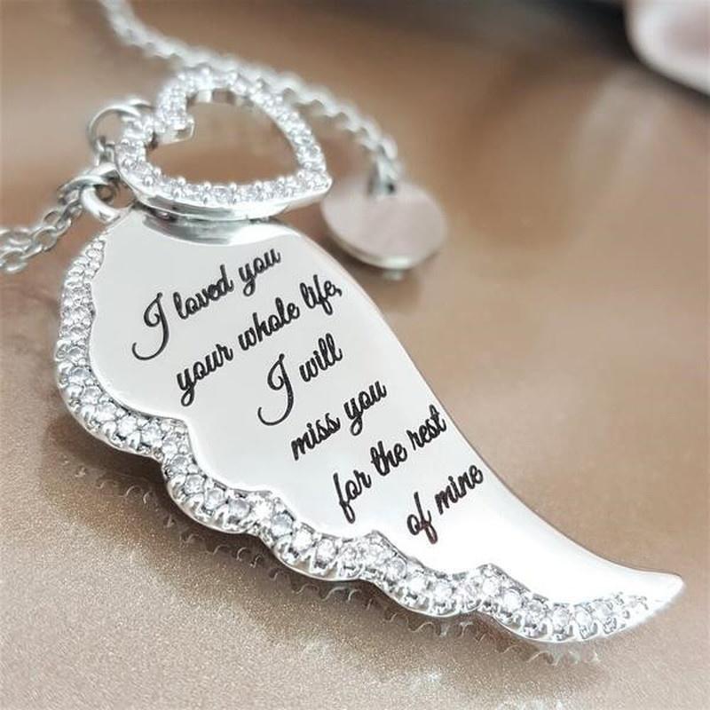 Angel Wing Heart Chain Pendant Necklace Love Family Jewelry Anniversary Gift Angel Wing Heart Chain Pendant Necklace Love Family Jewelry Anniversary Gift