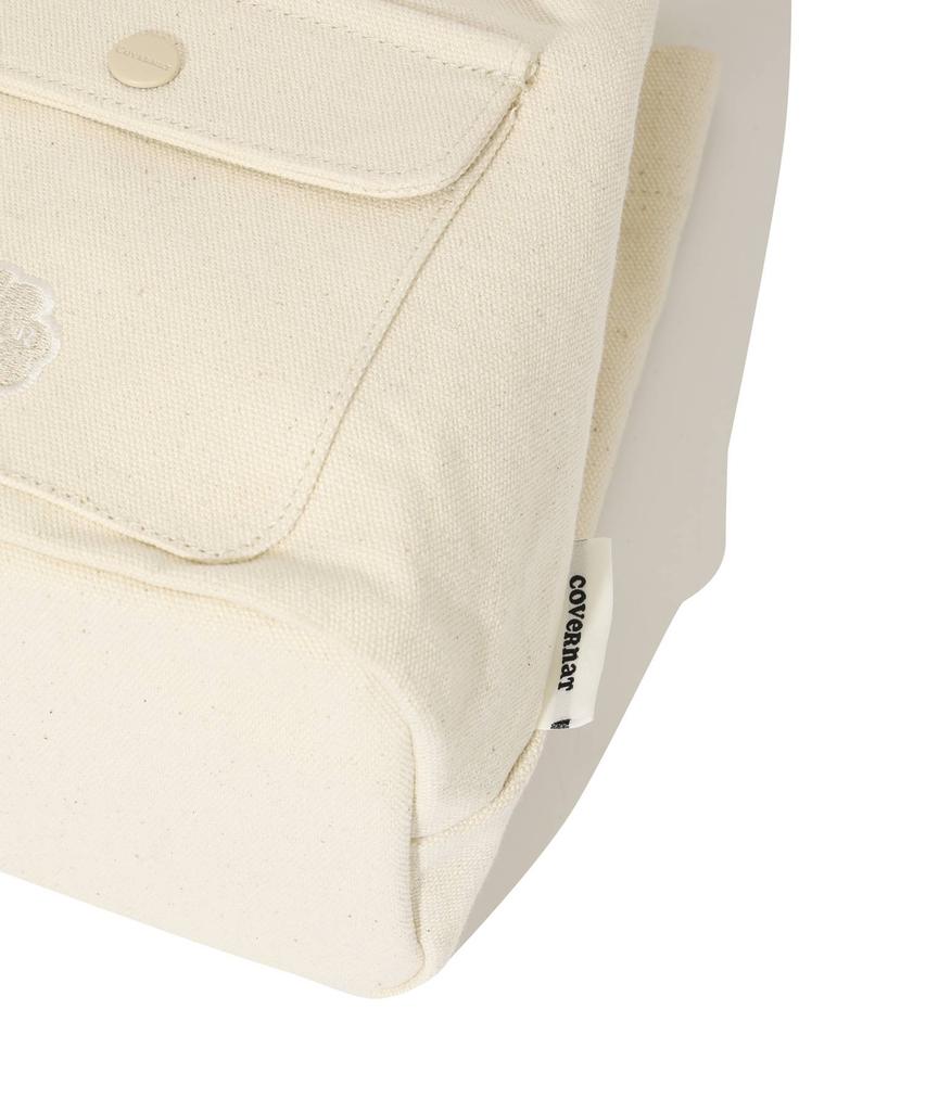 Covernat Woman Clover Heart Canvas Bucket Bag Ivory