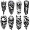 3 peças de Tatuagem Temporária Tatuagens Temporárias Realistas Caveira Com Capacete E Flores Caveira Com Coroa Caveira Com Mão Para Mulheres
