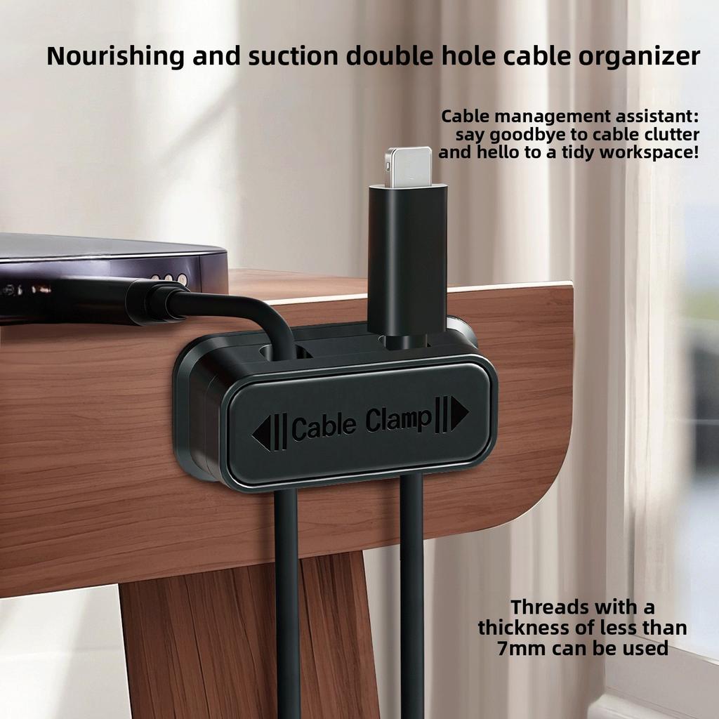 Magnetic Dual-Port Cable Organiser for Desktop or Wall Mounting