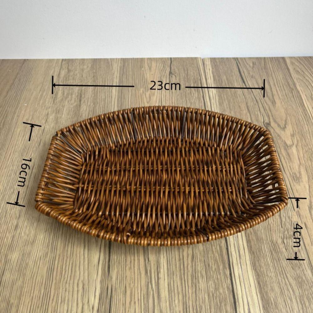 Hand-Woven Food Plate Vintage Wicker Basket Durable Bread Tray