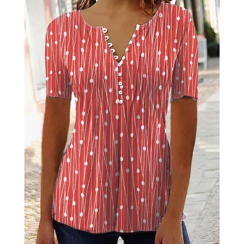 IHUASU Women's Fashion Casual Short Sleeve V Neck Blouses & Shirts