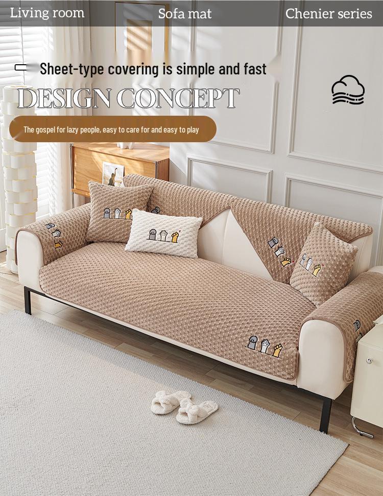 Sofa Cushion: Plush, Thickened, Non-slip Nordic Cartoon Design for Autumn and Winter