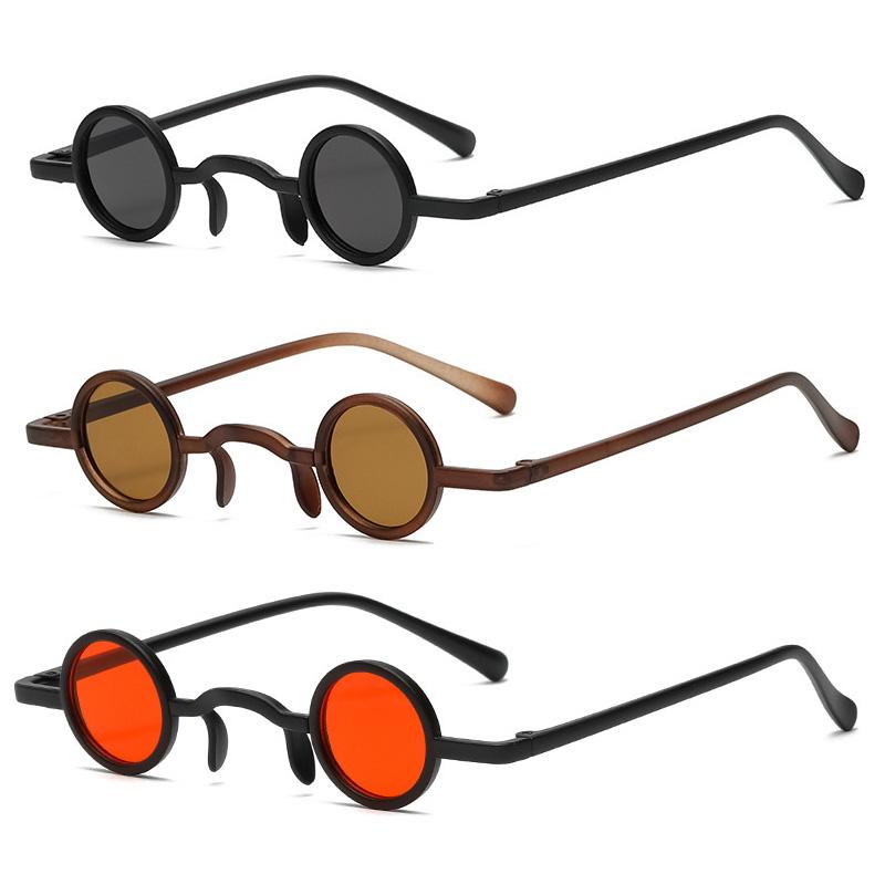 1Pc Retro Mini Sunglasses Round Men Plastic Frame Gold Black Red Small Round Framed Sun Glasses Popular Color Lens Sunglasses
