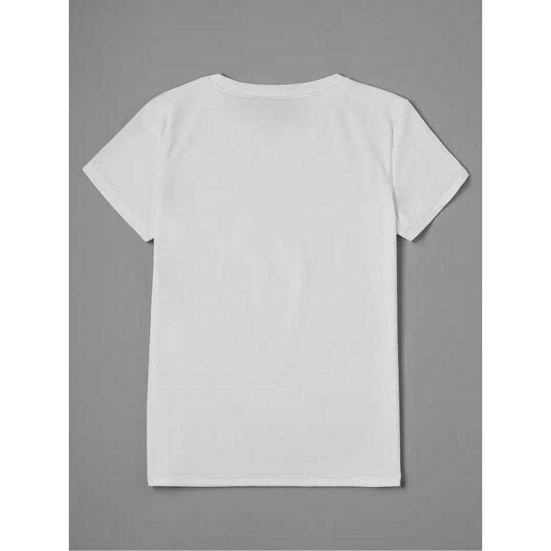 Women's Initial/Letter/Number Print Short Sleeve Blouse -  Round Neck Top with A-Z Letters (for example: name,