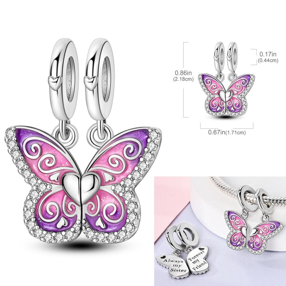 Pink Series Charmscopper Perfume Butterfly Charm Beads Pendent Dangle Fit Original Bangle Charm Bracelet Diy Women Jewelry