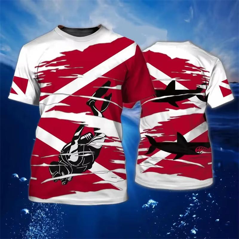 

Мужская футболка Летняя одежда Дайвинг Печатные 3D футболки Топы с коротким рукавом Повседневная свободная одежда Одежда для путешествий 2024 Топы 4XL