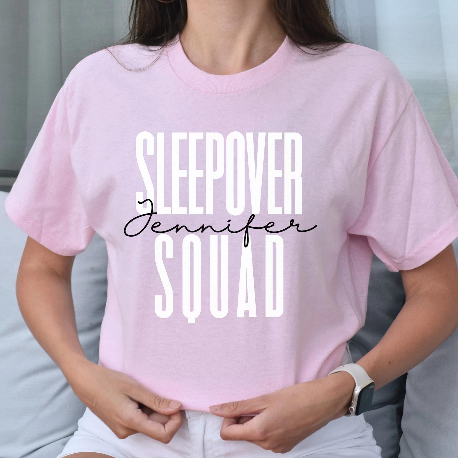 Personalized Sleepover squad T-shirt gift Custom name girls sleeping party Unise 4XL