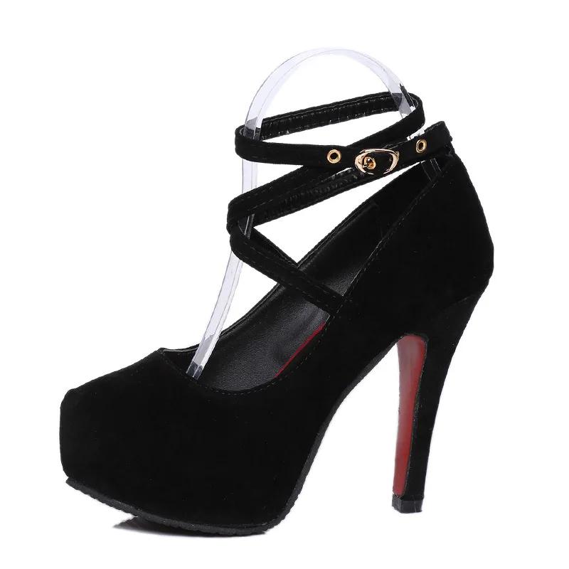 2025 Summer Outdoor Dress Ankle Strap Bukle Strap Women's Pumps Round Toe Thin Heel Shoes for Women High Heel Shallow Shoes