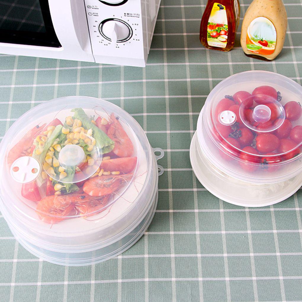 Microwave Oven Plate Cover Round Replacement Washable Household Kitchen Anti-Splatter Food Dish Steam Vent Accessories