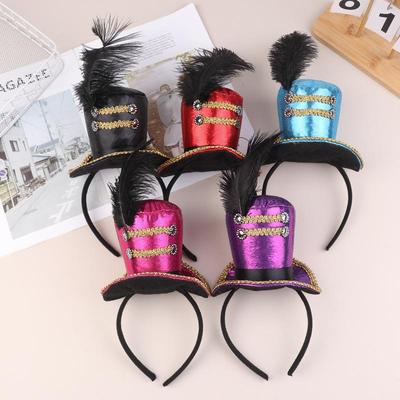 Mini Top Hat Feather Cap Headband Circus Ringmaster Hair Hoop Cosplay Costume Hair Hoops Kids Adults Hair Accessories