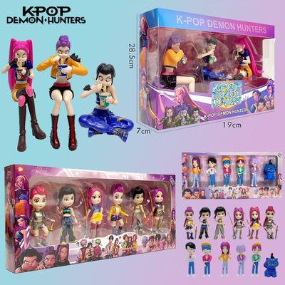 Ensemble de 6 pièces Kpop Demon Hunters Figurines d'Action Ensemble Tigre Derpy Rumi Mira Zoey Poupées Sussy Figurines de Collection pour Fans Noël