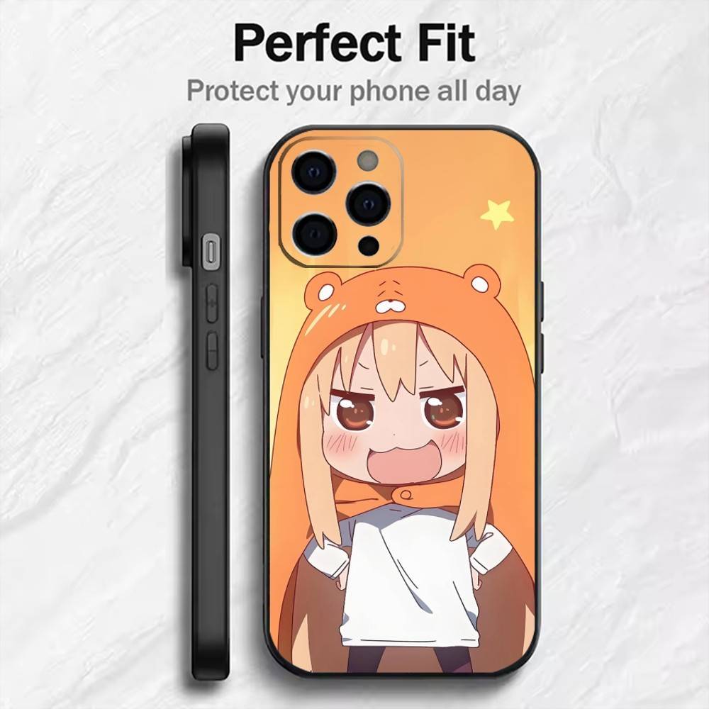 Anime Girl Umaru D-Doma  Phone Case For iPhone17,16,15,14,13,12 Plus,Max Soft Silicone Black Cover