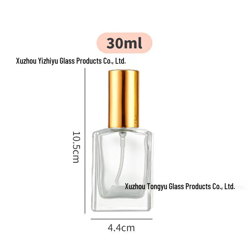 Transparent Glass Perfume Bottle Set: 30ml & 50ml Flat Square Spray Bottles